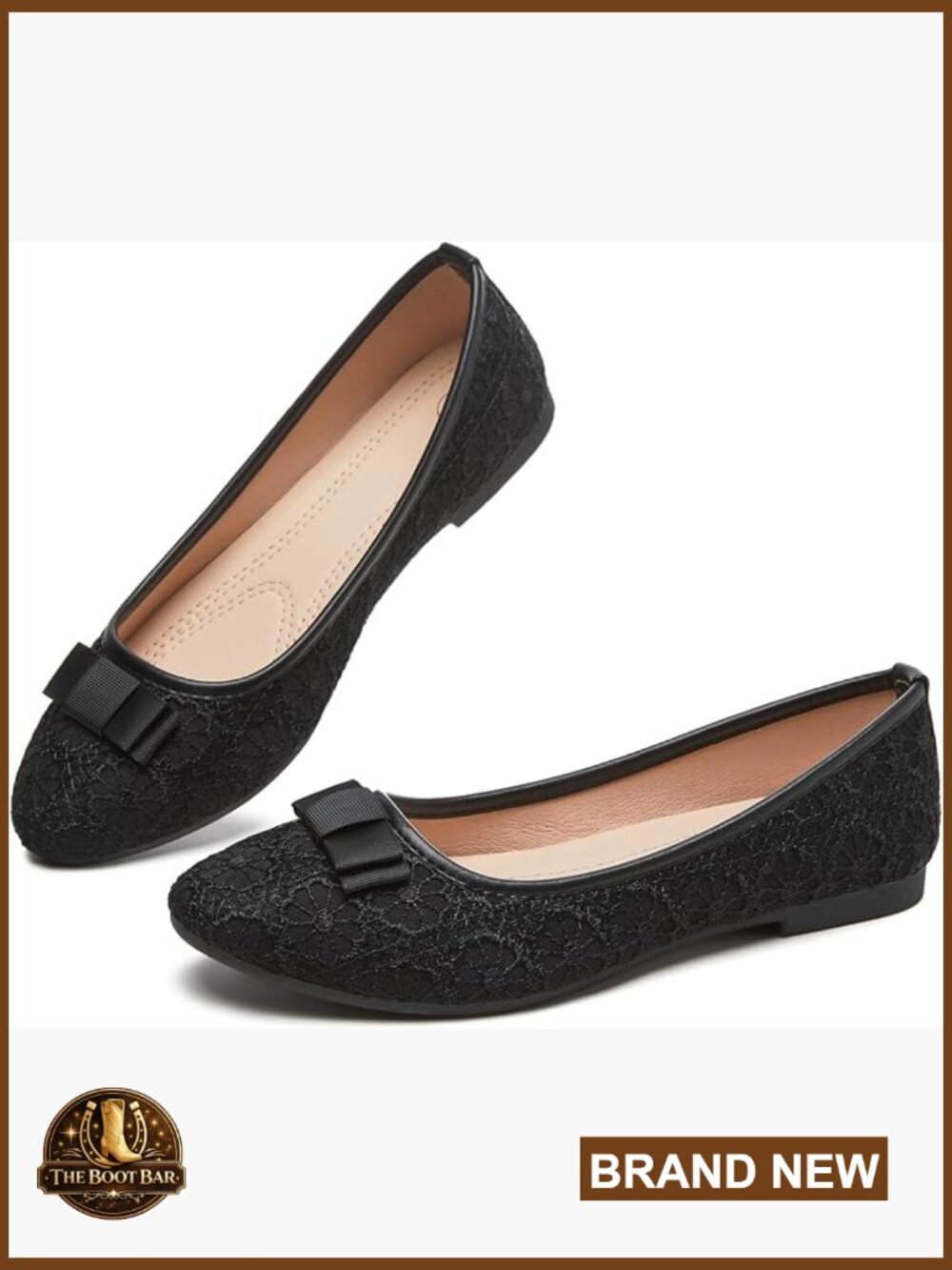 Womens Lace Ballet Flats Comfortable Slip-on Dressy Flat Shoes